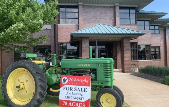 Farmland Real Estate, northern illinois ag center with tractor rooster ag