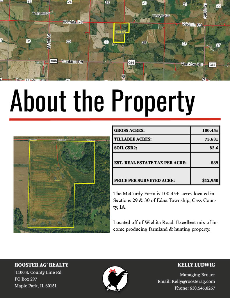 The McCurdy Farm Cass Co, IA Rooster Ag' Realty